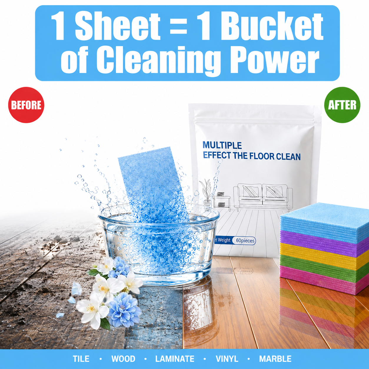 Powerful Floor Cleaning Without The Heavy Bottles♻️60-Pieces