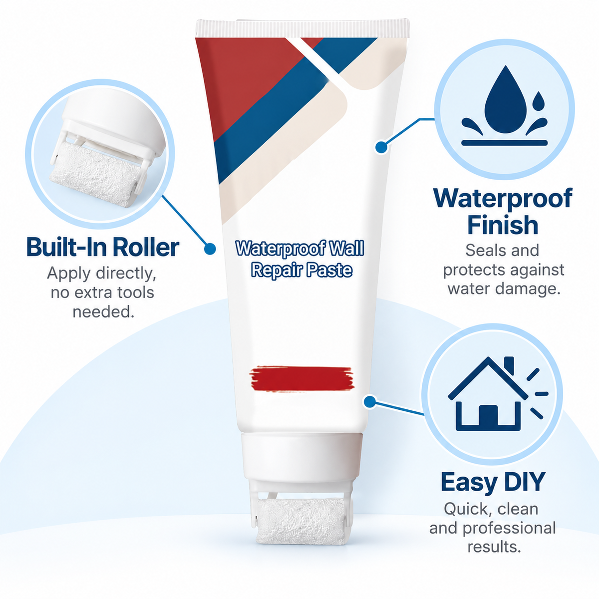 😃All-in-One Wall Repair Paste with Roller Brush